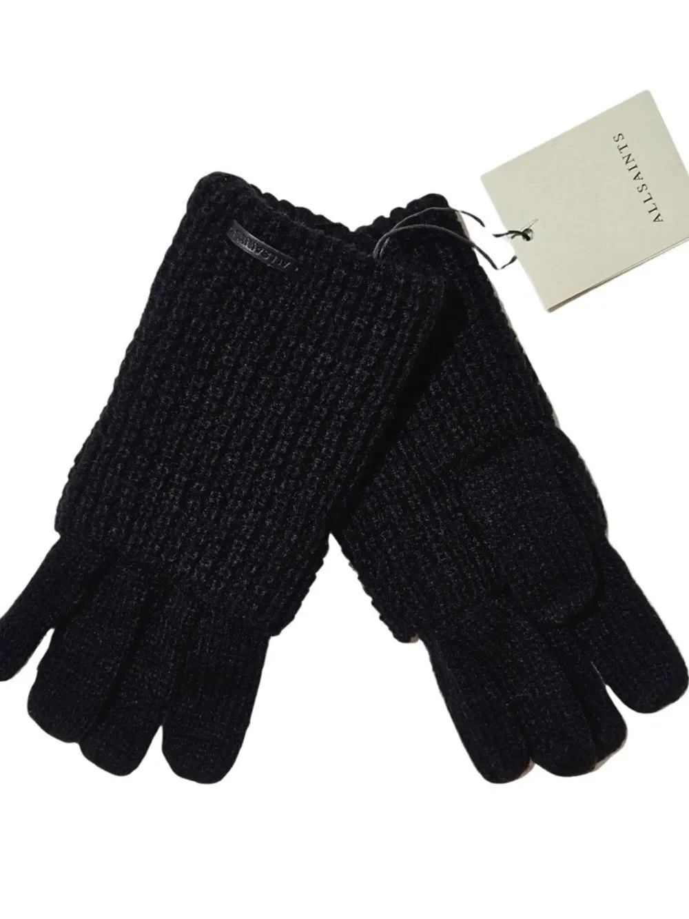 A11 Saints Mixed Stitch Knit Glove Black Wool Blend Outdoor Winter Streetwear